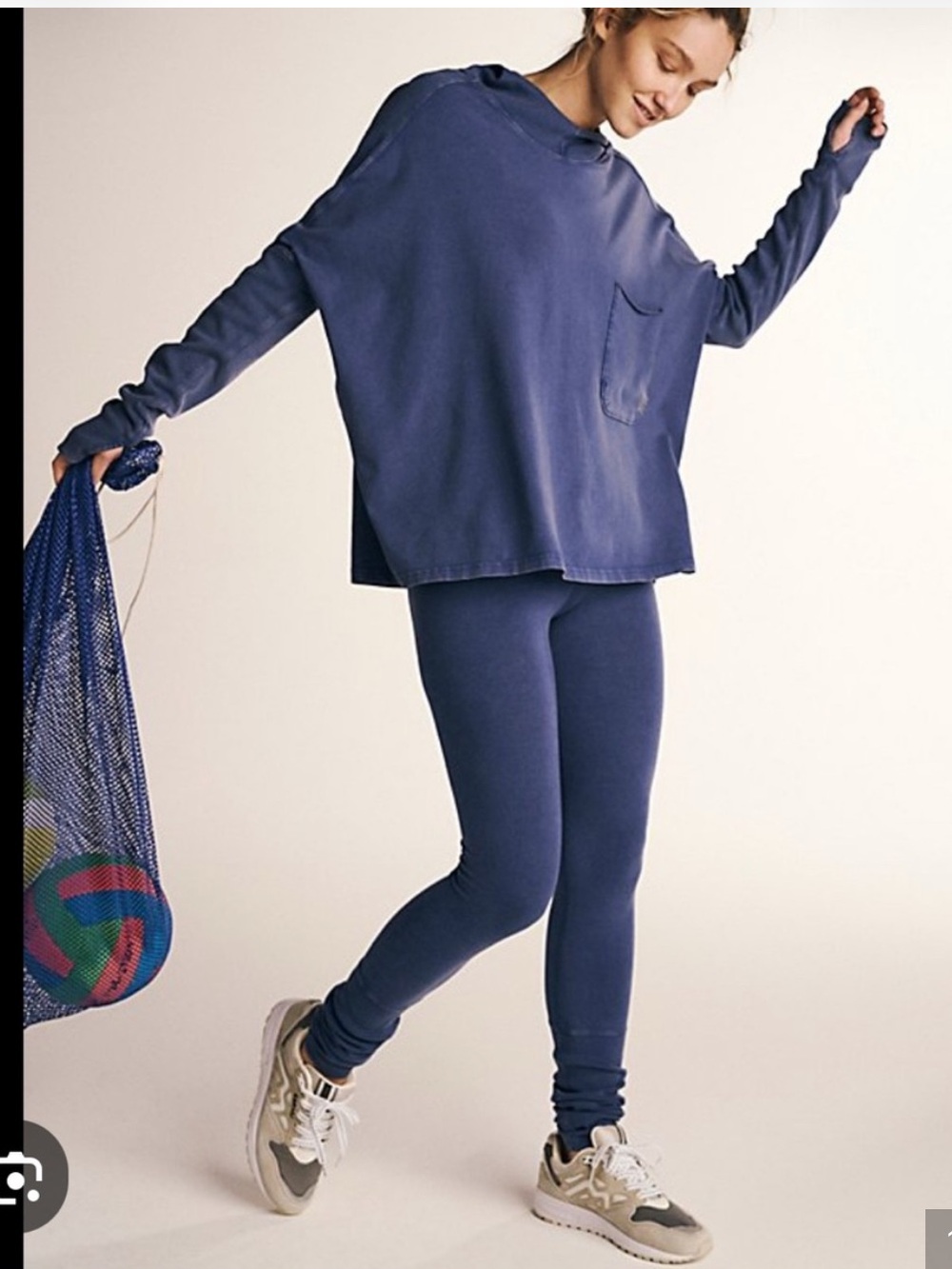 Free People Hot Shot Pullover Hoodie & Leggings Set in oatmeal heather, Large